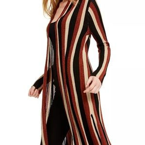 NWT INC Striped Metallic Duster Cardigan, Sz M